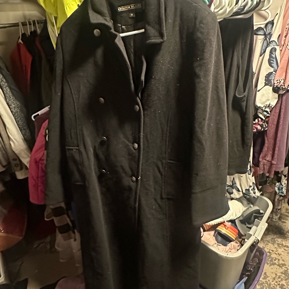 Kristen Blake Charcoal Double-Breasted Pea Coat‎